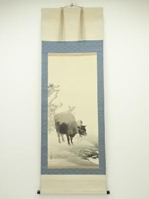 大正～昭和頃　景山筆　牧童　肉筆絹本掛軸